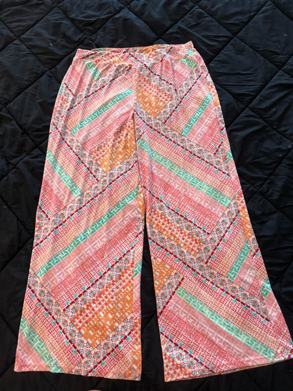 {CATO} Silky Wide Leg Printed Palazzo Pants - Pink Multicolor